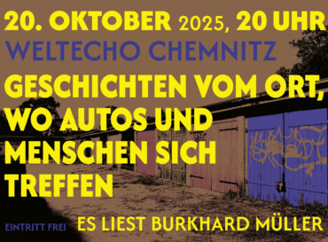 Lesung Garagen in der Literatur: Burkhard Müller – vom Ort, wo Autos und Menschen sich treffen